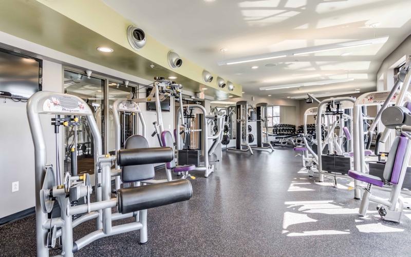 a gym with exercise equipment